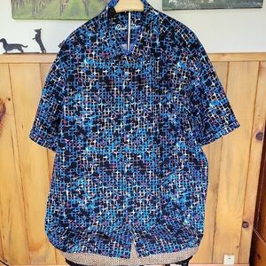 Robert Graham Blue and Black Geometric Casual Shirt